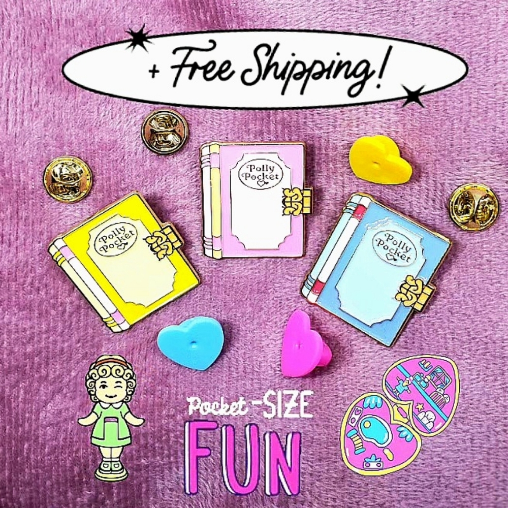 Polly Pocket Collectible Book Pins ~ Set Of 3